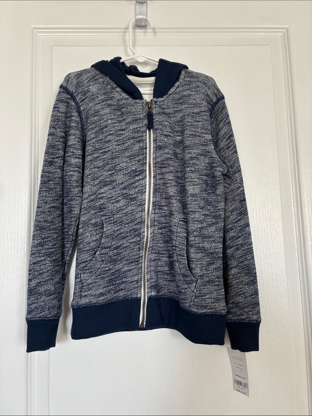 Carter's Navy Heathered Zip-Up Hoodie